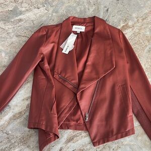 BB Dakota faux leather asymmetrical jacket.